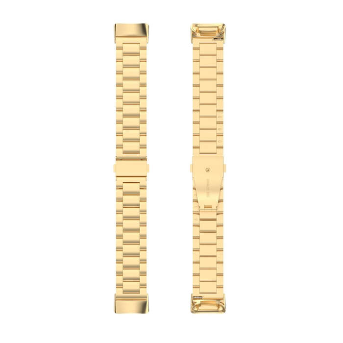 For Fitbit Charge 6 Three Beads Stainless Steel Metal Watch Band(Gold)