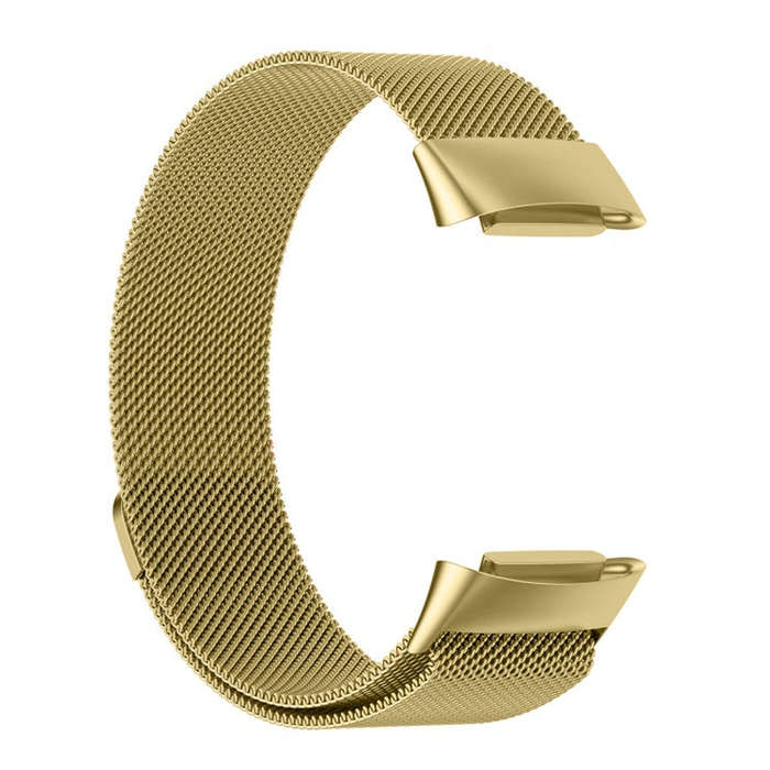 For Fitbit Charge 6 Milan Magnetic Metal Steel Mesh Watch Band(Gold)