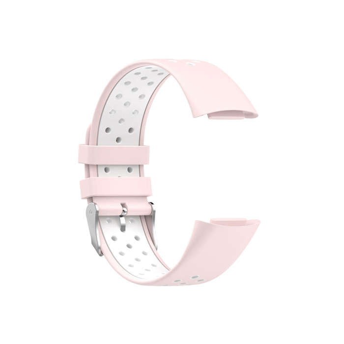 For Fitbit Charge 6 Dual Color Breathable Silicone Watch Band(Pink+White)