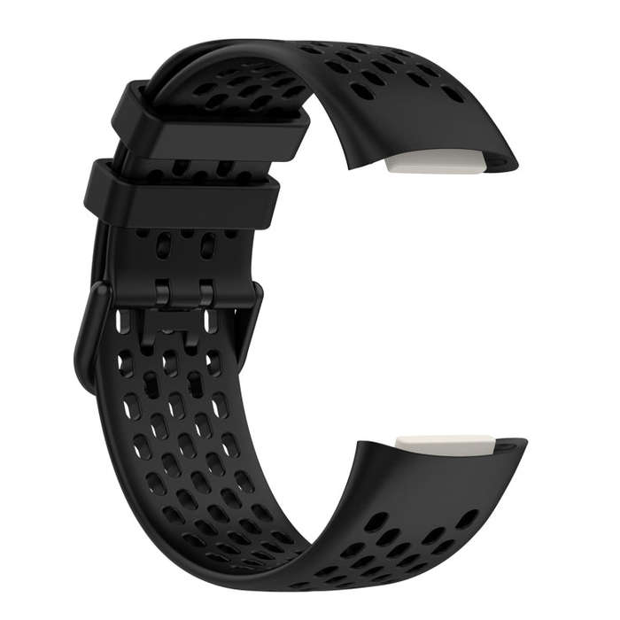 For Fitbit Charge 6 Solid Color Breathable Sports Silicone Watch Band(Black)