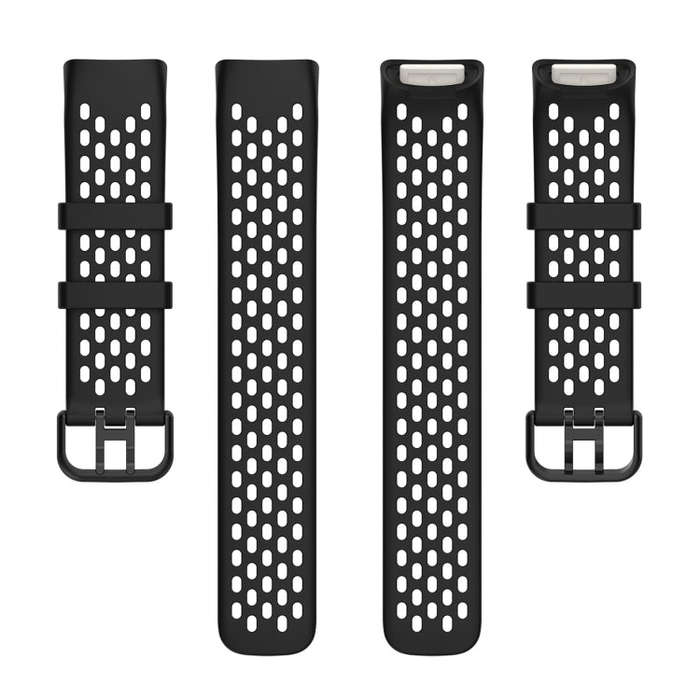 For Fitbit Charge 6 Solid Color Breathable Sports Silicone Watch Band(Black)