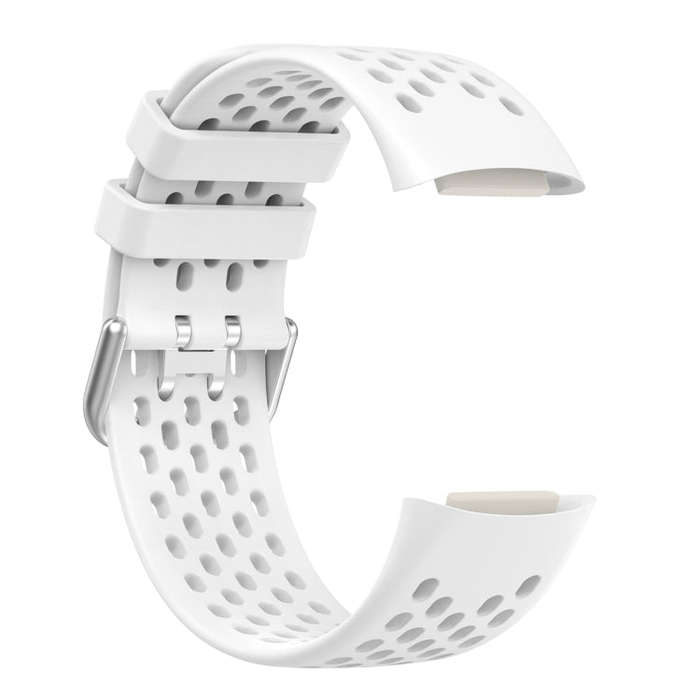 For Fitbit Charge 6 Solid Color Breathable Sports Silicone Watch Band(White)