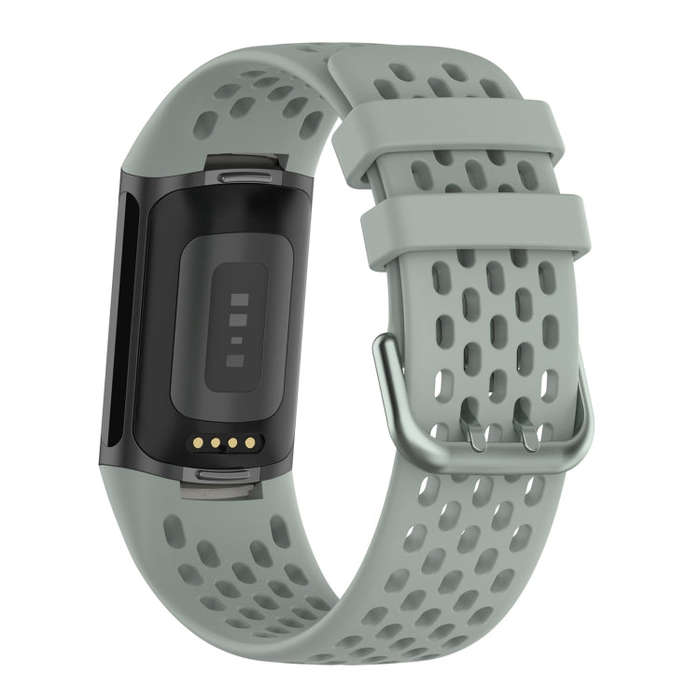 For Fitbit Charge 6 Solid Color Breathable Sports Silicone Watch Band(Gray)