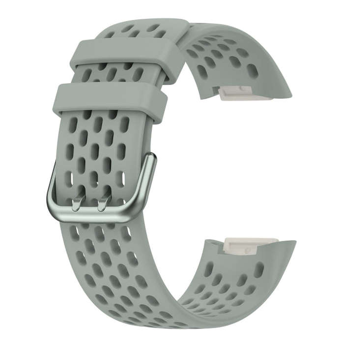 For Fitbit Charge 6 Solid Color Breathable Sports Silicone Watch Band(Gray)