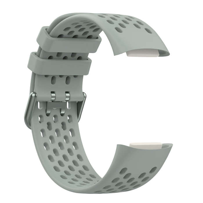 For Fitbit Charge 6 Solid Color Breathable Sports Silicone Watch Band(Gray)