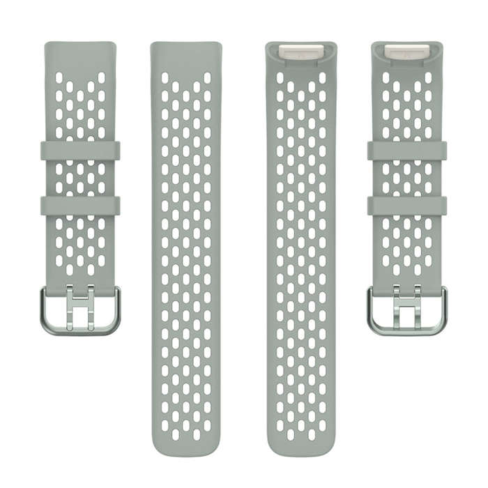 For Fitbit Charge 6 Solid Color Breathable Sports Silicone Watch Band(Gray)
