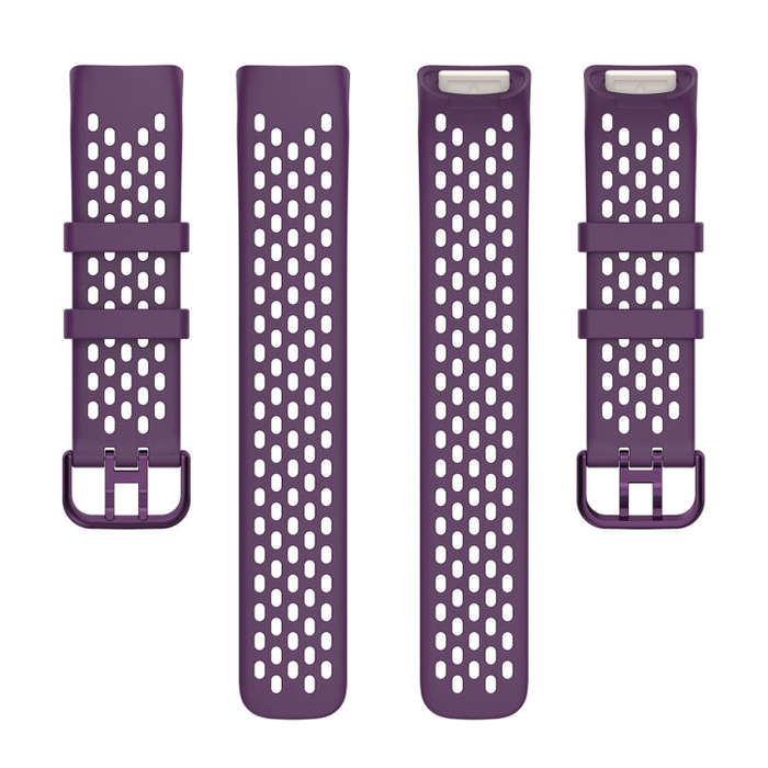 For Fitbit Charge 6 Solid Color Breathable Sports Silicone Watch Band(Dark Purple)