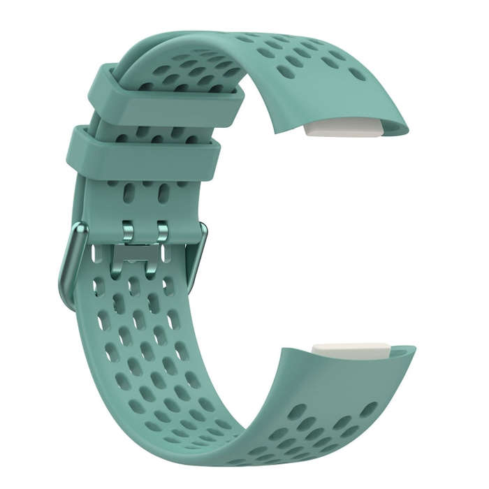 For Fitbit Charge 6 Solid Color Breathable Sports Silicone Watch Band(Pine Green)