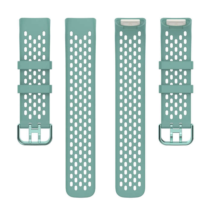 For Fitbit Charge 6 Solid Color Breathable Sports Silicone Watch Band(Pine Green)