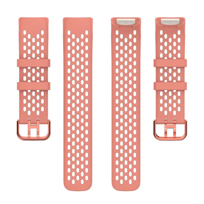 For Fitbit Charge 5 Solid Color Breathable Sports Silicone Watch Band(Pink)