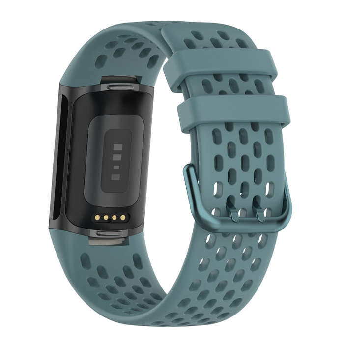 For Fitbit Charge 5 Solid Color Breathable Sports Silicone Watch Band(Blue)