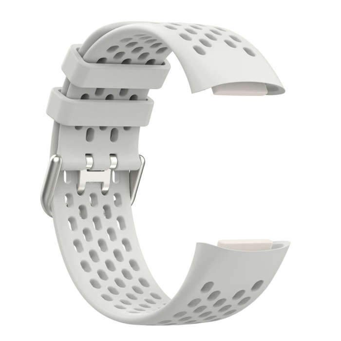 For Fitbit Charge 5 Solid Color Breathable Sports Silicone Watch Band(Starlight Color)