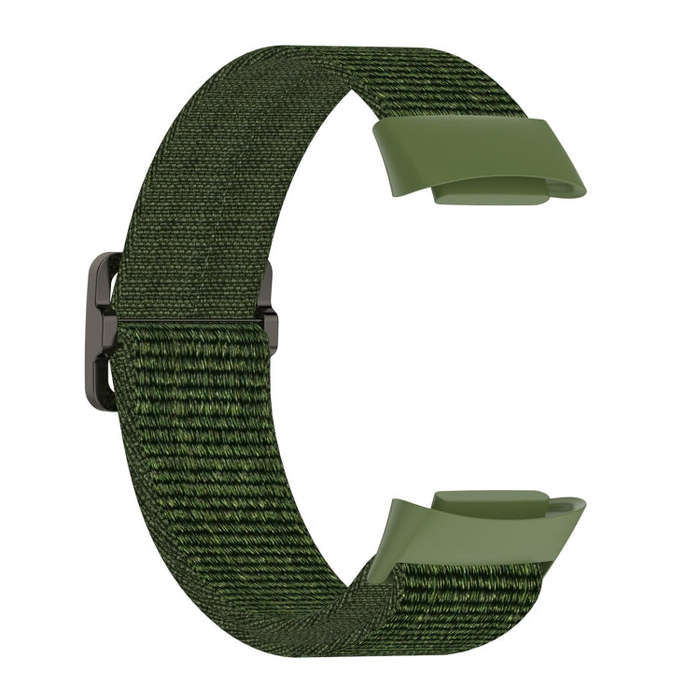 For Fitbit Charge 6 Elastic Nylon Braid Watch Band(Army Green)