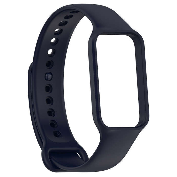 For Xiaomi Mi Band 8 Active Solid Color Integrated Silicone Watch Band(Dark Blue)