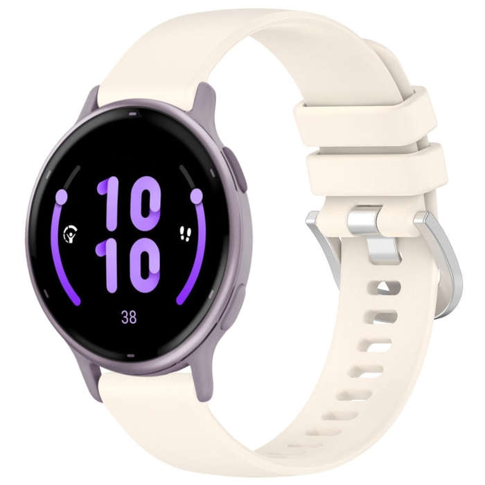 For Garmin Active5 Liquid Glossy Silver Buckle Silicone Watch Band(Starlight)