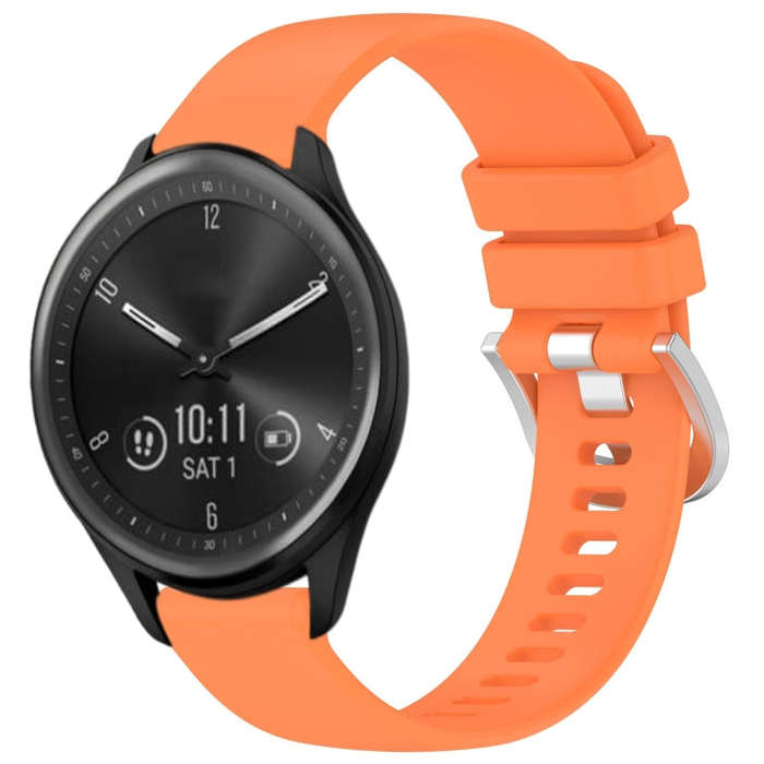 For Garmin Vivomove Sport Liquid Glossy Silver Buckle Silicone Watch Band(Orange)
