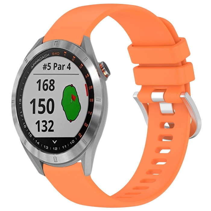 For Garmin Approach S40 Liquid Glossy Silver Buckle Silicone Watch Band(Orange)