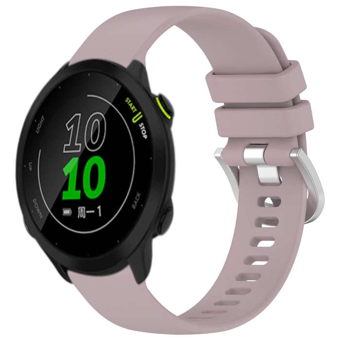 For Garmin Forerunner 158 / 55 Liquid Glossy Silver Buckle Silicone Watch Band(Purple)
