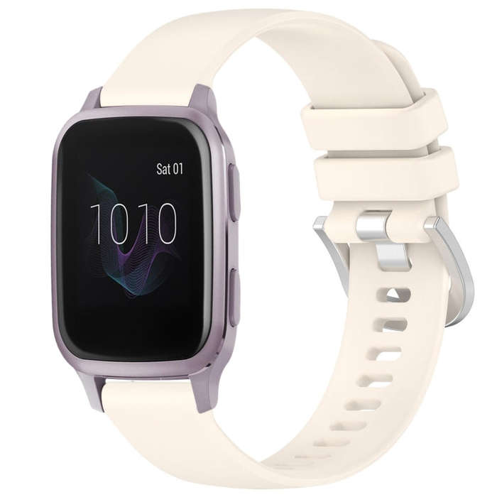 For Garmin Venu / Venu SQ Liquid Glossy Silver Buckle Silicone Watch Band(Starlight)