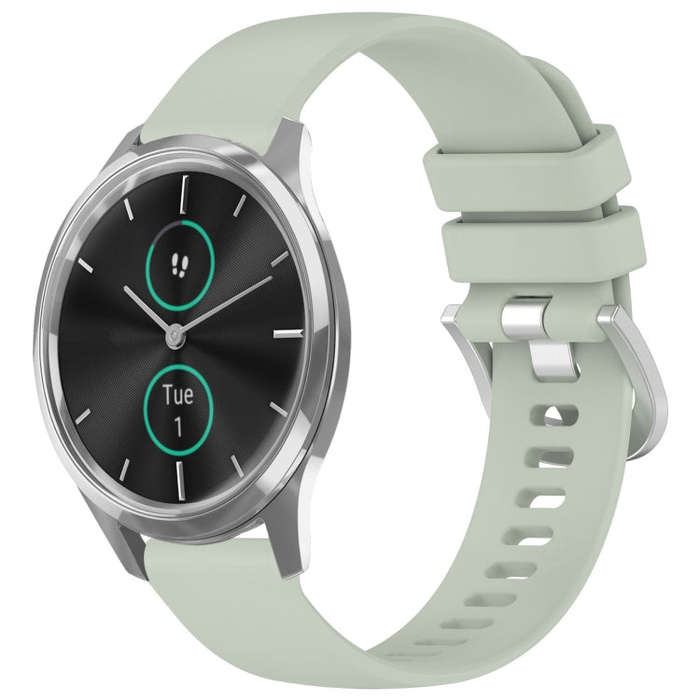 For Garmin VivoMove Luxe / Garminmove Luxe Liquid Glossy Silver Buckle Silicone Watch Band(Green)