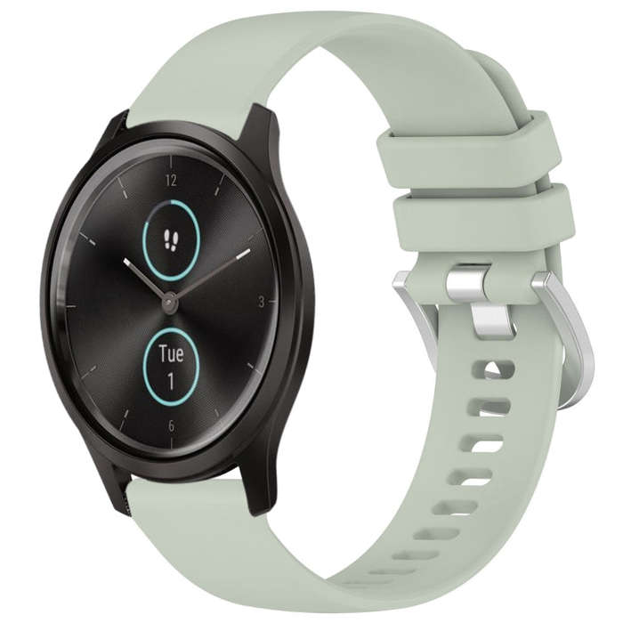For Garmin VivoMove Style / Vivomove Liquid Glossy Silver Buckle Silicone Watch Band(Green)