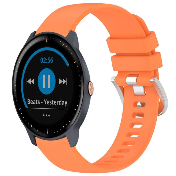 For Garmin Vivoactive3 / 3 Music Liquid Glossy Silver Buckle Silicone Watch Band(Orange)
