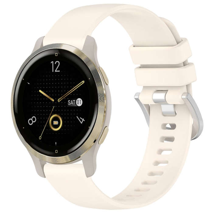 For Garmin Venu 2S Liquid Glossy Silver Buckle Silicone Watch Band(Stralight)