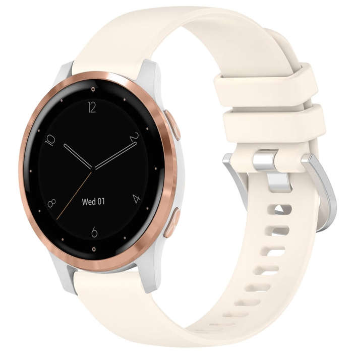 For Garmin Vivoactive 4S Liquid Glossy Silver Buckle Silicone Watch Band(Stralight)