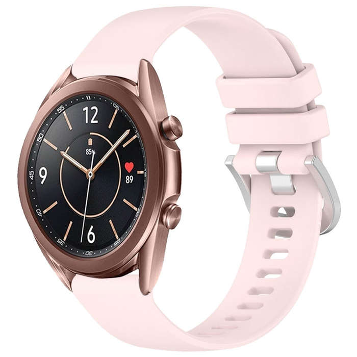 For Samsung Galaxy Watch 3 41mm Liquid Glossy Silver Buckle Silicone Watch Band(Pink)