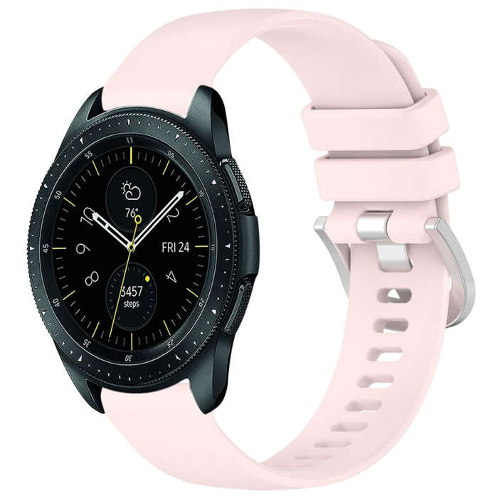 For Samsung Galaxy Watch 42mm Liquid Glossy Silver Buckle Silicone Watch Band(Pink)