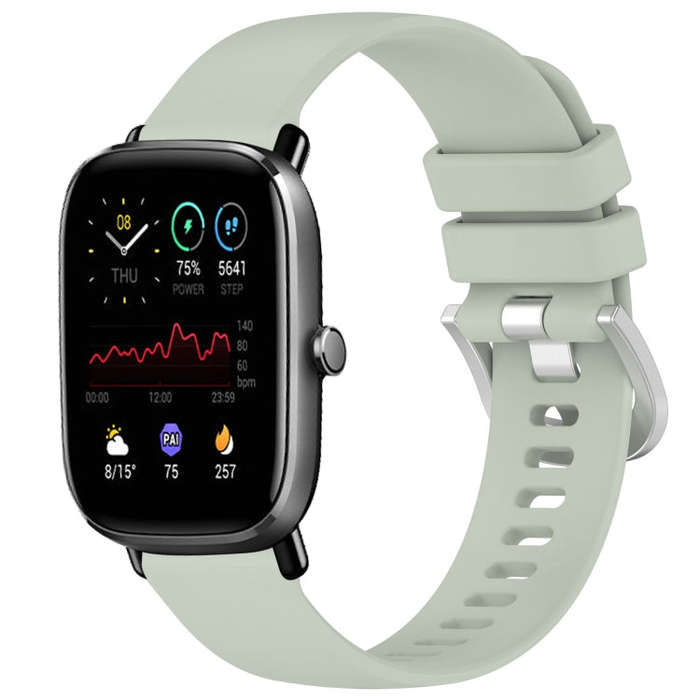 For Amazfit GTS4 Mini 20mm Liquid Glossy Silver Buckle Silicone Watch Band(Green)