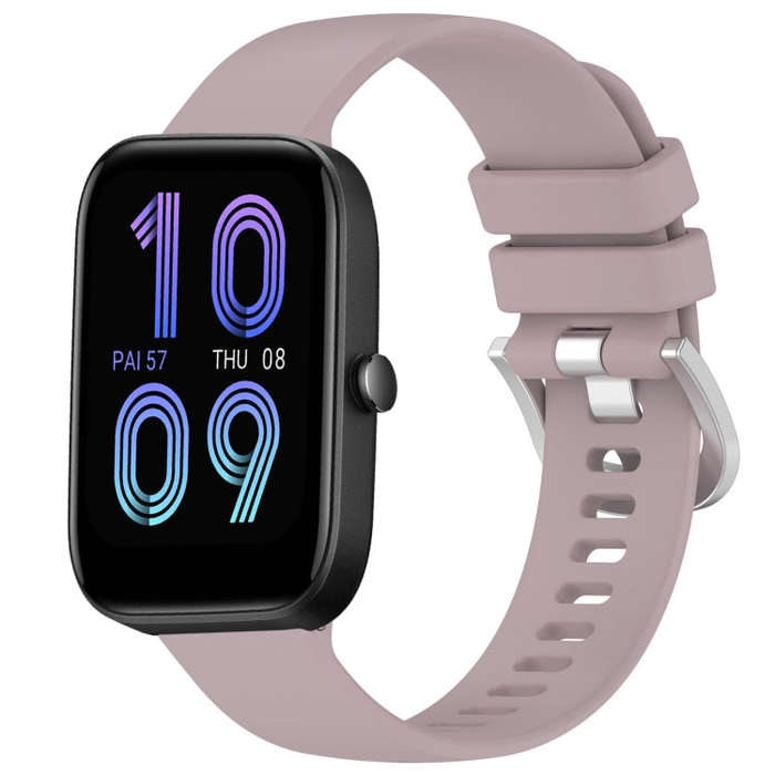 For Amazfit Bip 3 Pro / Bip 3 20mm Liquid Glossy Silver Buckle Silicone Watch Band(Purple)