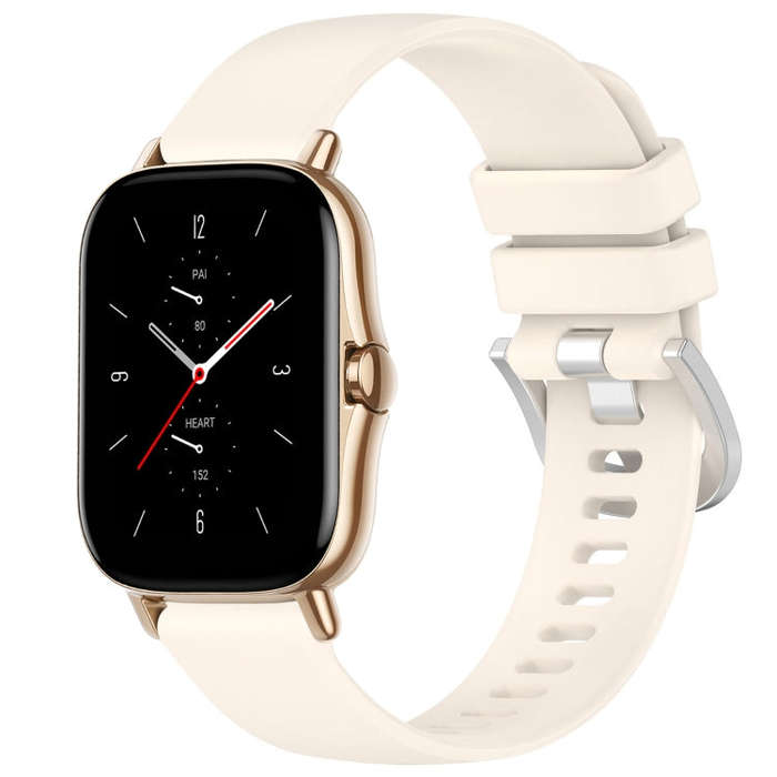 For Amazfit GTS 2e / GTS 2 Mini / GTS 2 20mm Liquid Glossy Silver Buckle Silicone Watch Band(Star...