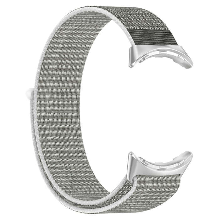 For Google Pixel Watch 2 Nylon Braided Watch Band(Gray White)