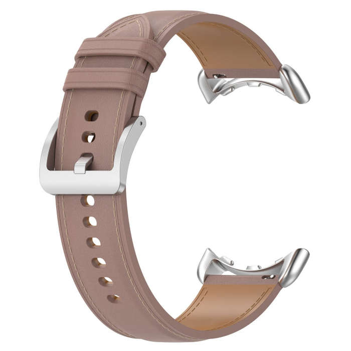 For Google Pixel Watch 2 Top Layer Leather Embossed Sewing Watch Band(Dark Pink)