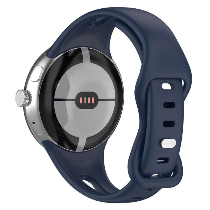 For Google Pixel Watch 2 Small Waist Butterfly Buckle Silicone Watch Band(Midnight Blue)
