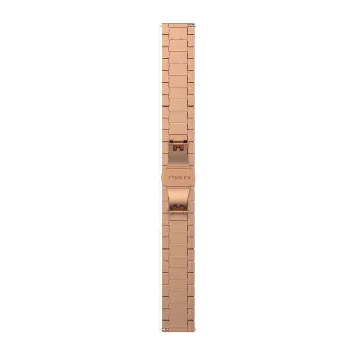 For Garmin Vivoactive 4S One Bead Butterfly Buckle Stainless Steel Metal Watch Band(Rose Gold)