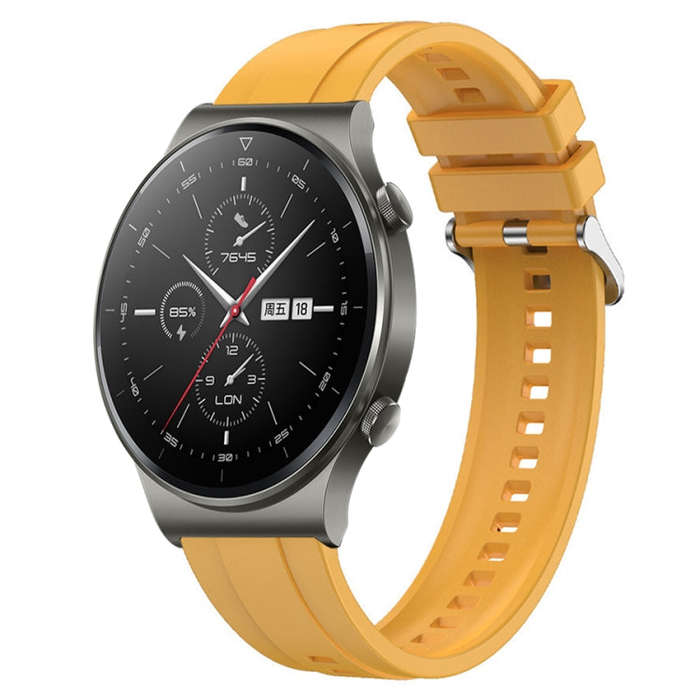 For Huawei Watch GT2 Pro / GT 2e / GT2 46mm Tire Pattern Silver Buckle Silicone Watch Band(Yellow)