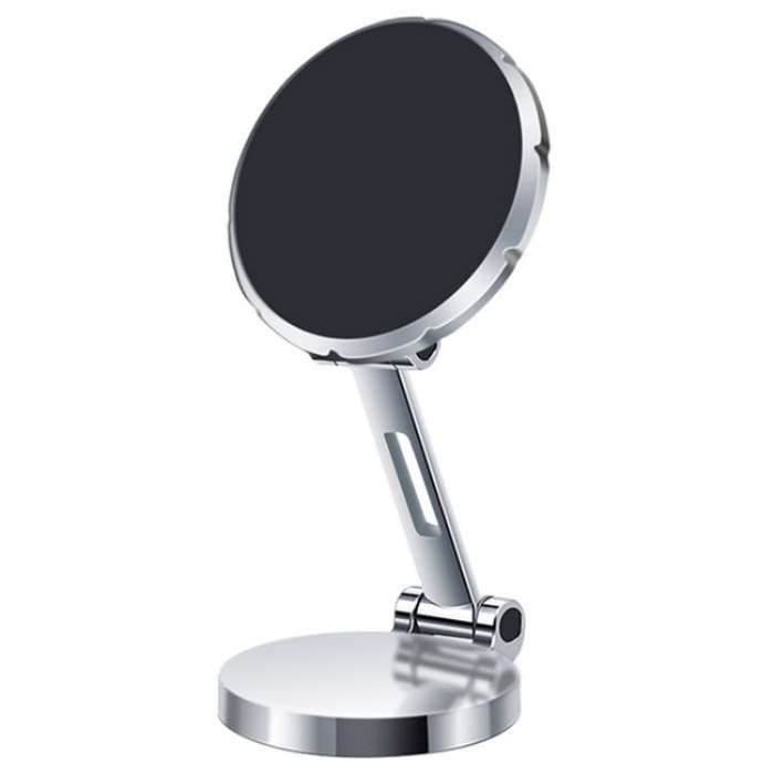 G158 360-Degree Rotating Metal Phone Stand Dashboard Folding Magnetic Car Mount(Silver)