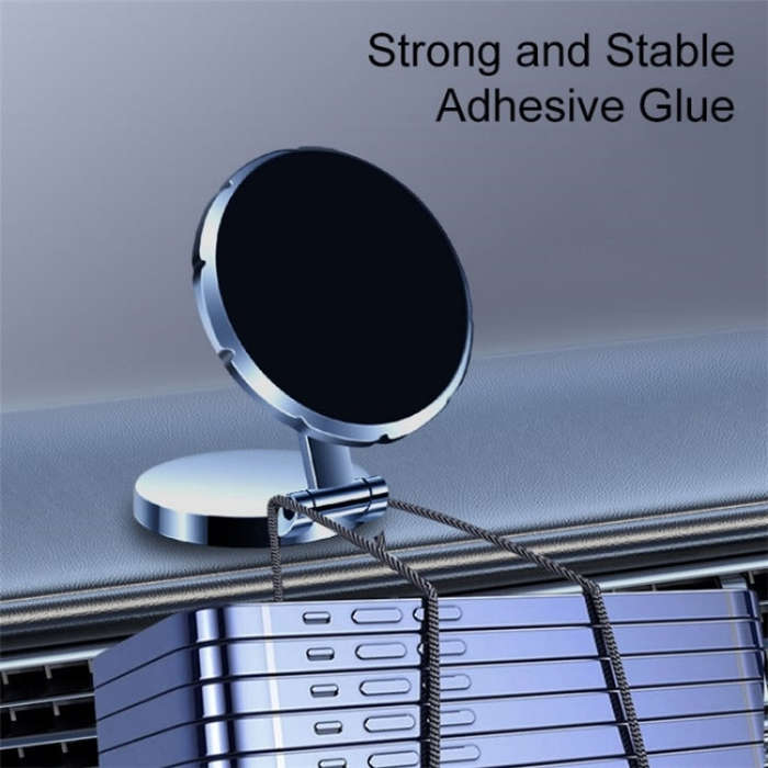 G158 360-Degree Rotating Metal Phone Stand Dashboard Folding Magnetic Car Mount(Silver)