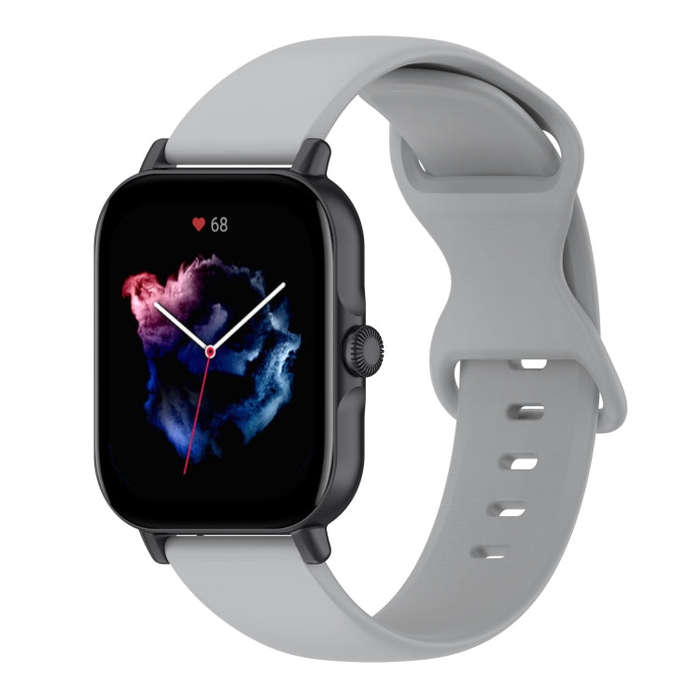 For Amazfit Active L Butterfly 8-shaped Buckle Silicone Watch Band(Grey)