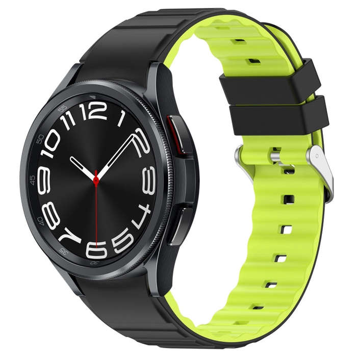 For Samsung Galaxy Watch 6 Classic Two Color Horizontal Silicone Watch Band(Black Green)