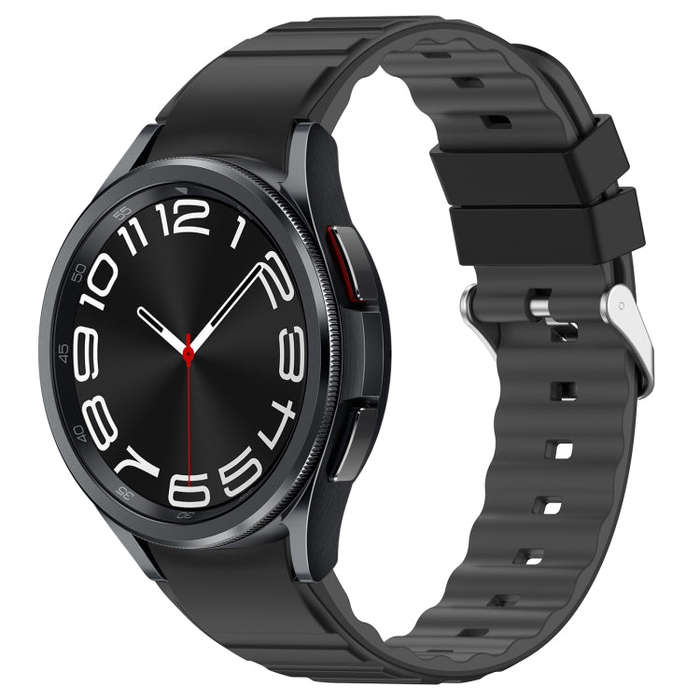 For Samsung Galaxy Watch 6 Classic Two Color Horizontal Silicone Watch Band(Black Grey)