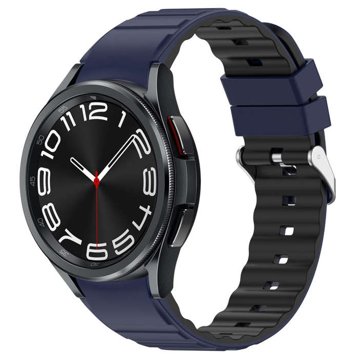 For Samsung Galaxy Watch 6 Classic Two Color Horizontal Silicone Watch Band(Blue Black)