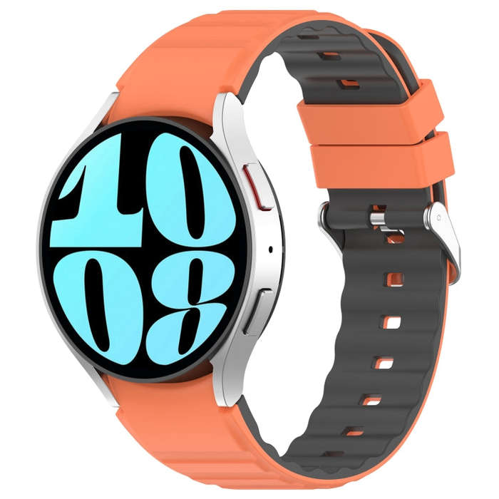 For Samsung Galaxy Watch 6 Two Color Horizontal Silicone Watch Band(Orange Grey)