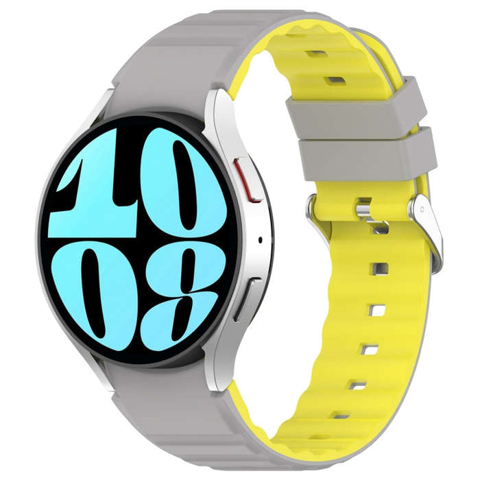 For Samsung Galaxy Watch 4 Two Color Horizontal Silicone Watch Band(Grey Yellow)