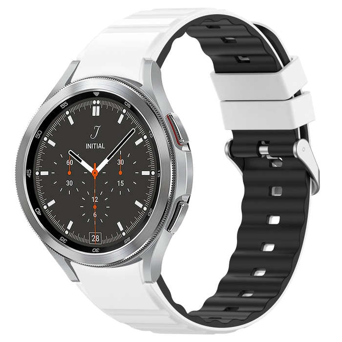 For Samsung Galaxy Watch 4 Two Color Horizontal Silicone Watch Band(White Black)
