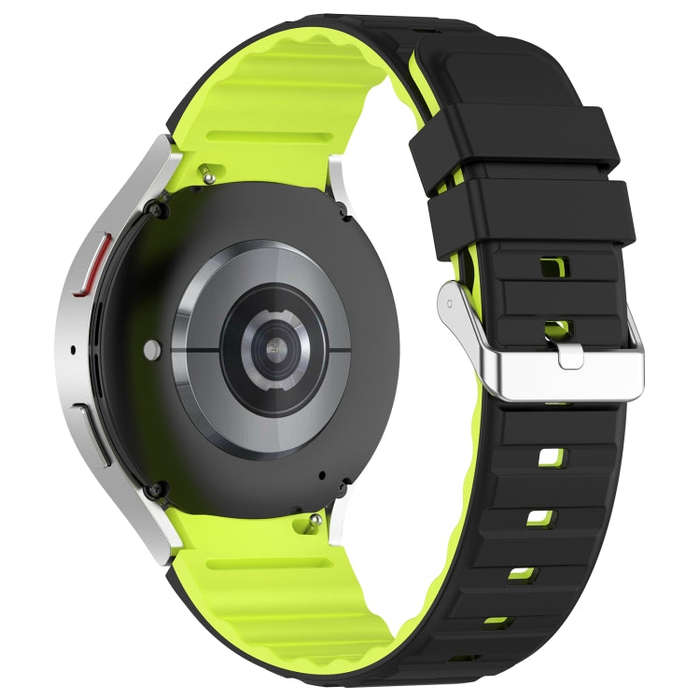 For Samsung Galaxy Watch 4 Classic 46mm Two Color Horizontal Silicone Watch Band(Black Green)