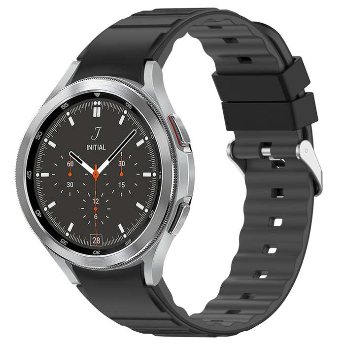 For Samsung Galaxy Watch 4 Classic 46mm Two Color Horizontal Silicone Watch Band(Black Grey)