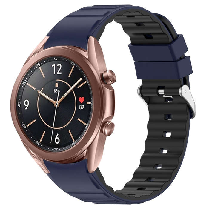 For Samsung Galaxy Watch 3 41mm Two Color Horizontal Silicone Watch Band(Blue Black)
